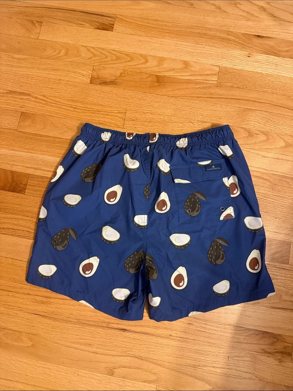 Men's Blue Avocado-Print Swim Trunks